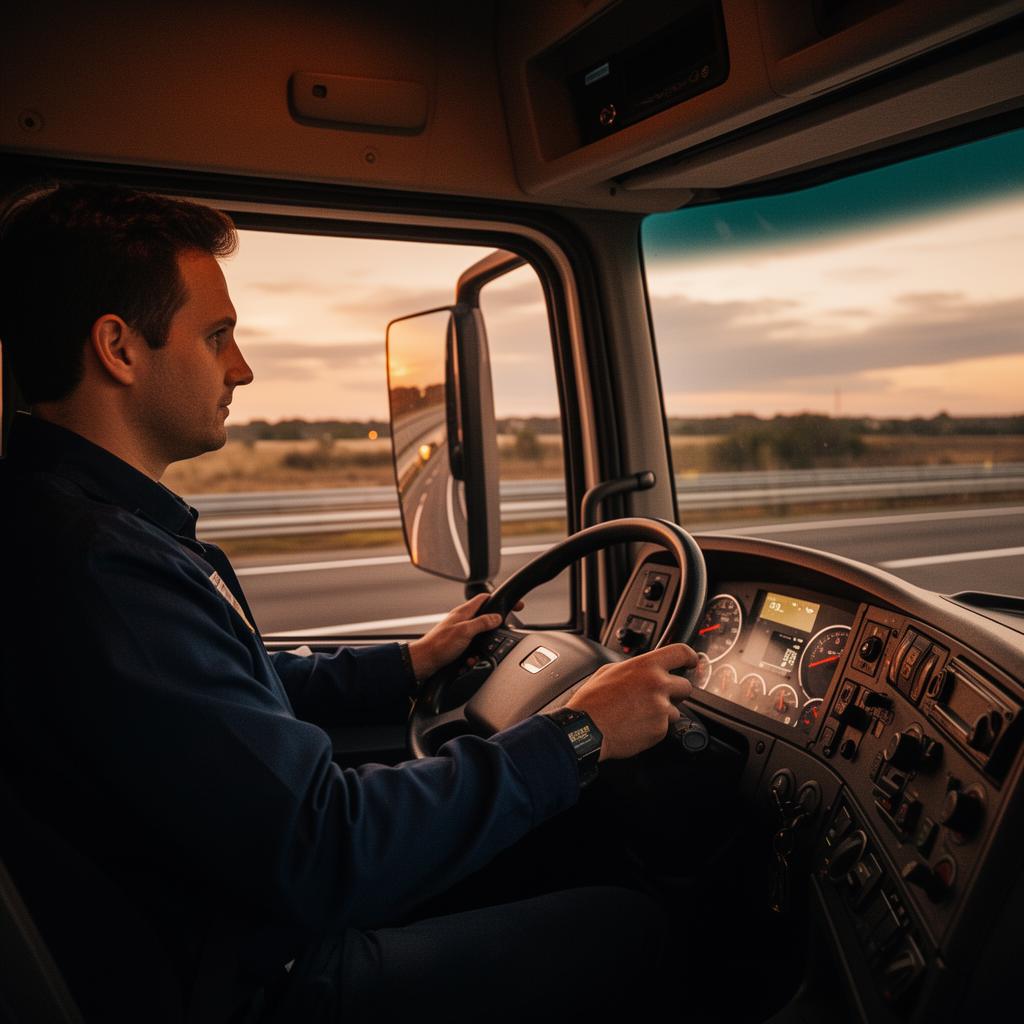 Driver at the wheel of an Air to Port truck